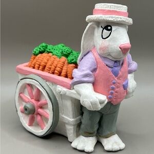California Creations Resin Dapper Easter Bunny With Cart Figurine 5” 1992